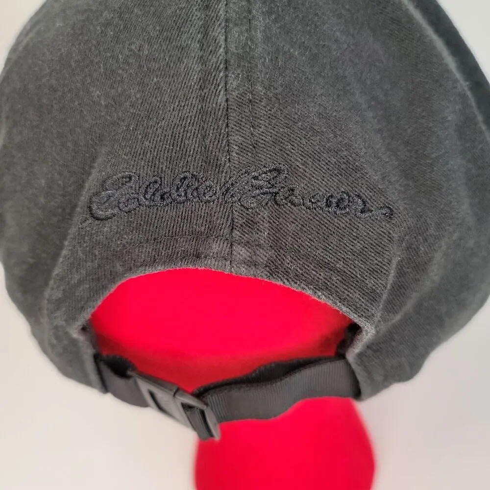 Eddie Bauer Strapback Dad Hat Black Canvas Adjustable Webbing Buckle Cap OSFA
